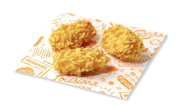 Three pieces of crunchy crab from Popeyes