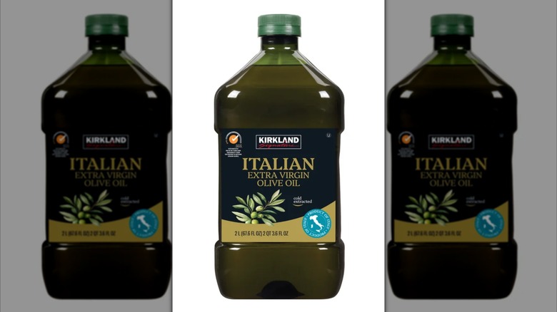a bottle of Kirkland Signature Extra Virgin Italian Olive Oil