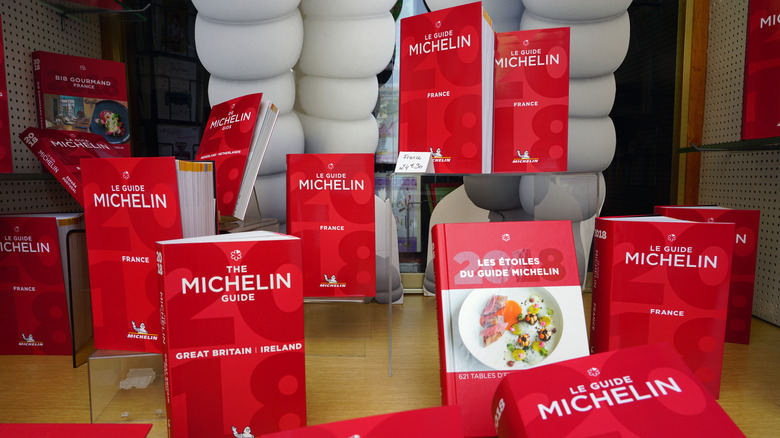 Display of Michelin guide books