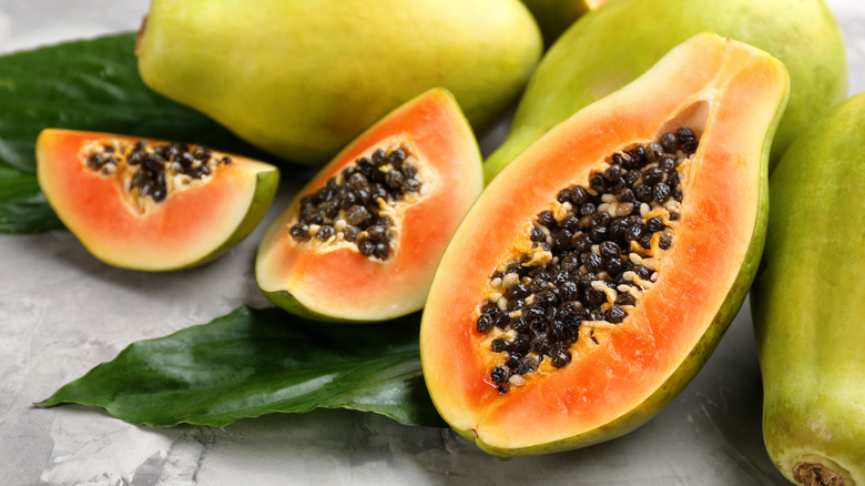 Ripe papaya with seeds 