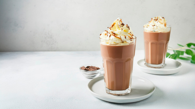 Chocolate milkshakes with whipped cream