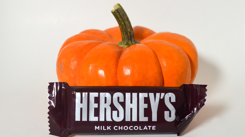 pumpkin and hershey's chocolate bar