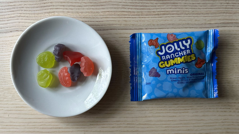 Jolly Ranchers Gummies Minis on wooden table
