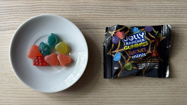 Jolly Ranchers Trickies Gummies Minis on wooden table