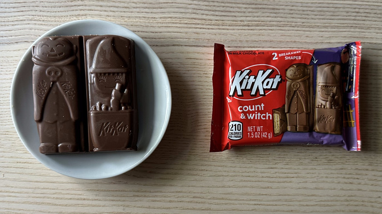 KitKat Count and Witch Milk Chocolate Snack-Sized Bars on wooden table