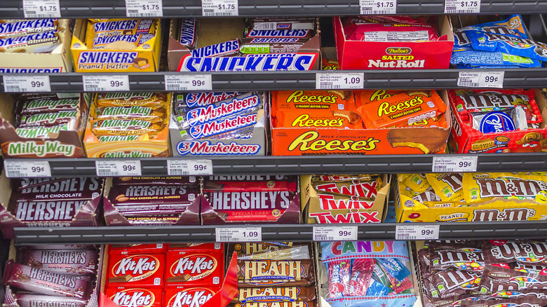 Hershey Chocolate-branded bars on a store shelf