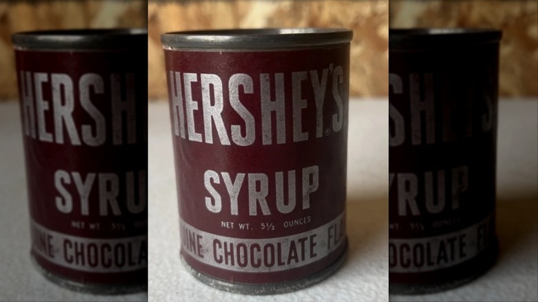 A vintage can of Hershey's Chocolate Syrup