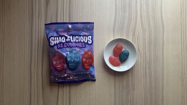 Shaq-a-Licious XL Gummies on wooden table