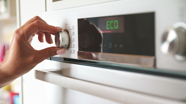 Person using eco-friendly oven