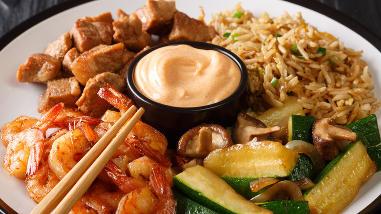 Plate of hibachi cooked food