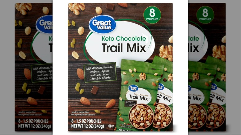 Brown box of Great Value Keto Chocolate Trail Mix from Walmart