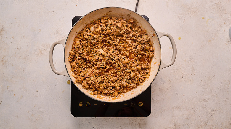 cooking beef broth in skillet