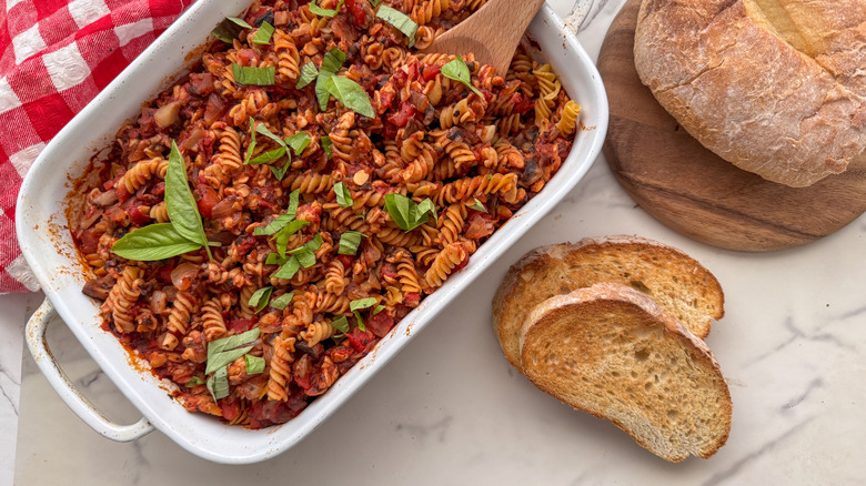 pasta in baking dish