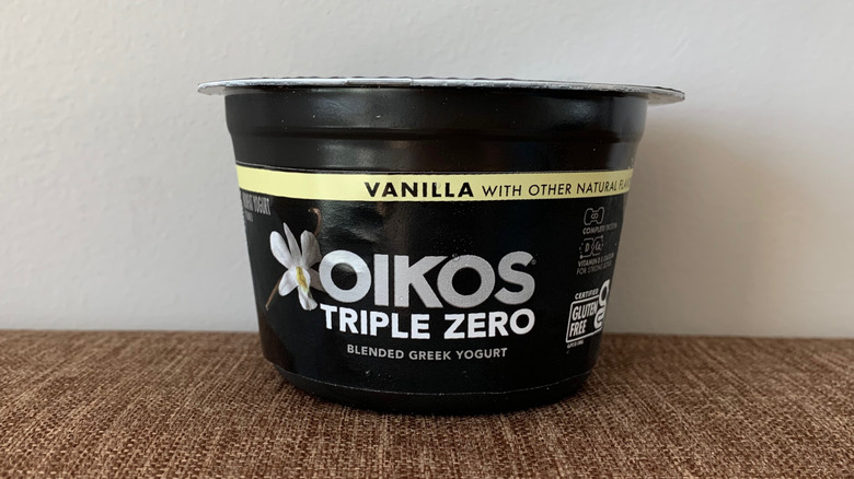 Oikos Triple Zero vanilla blended Greek yogurt