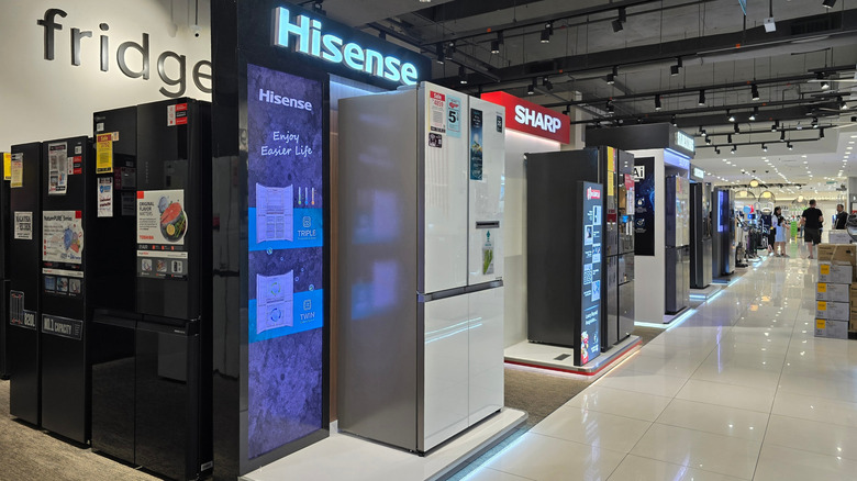Hisense refrigerator display in store