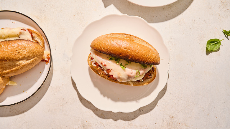 chicken parmesan sandwich on a plate