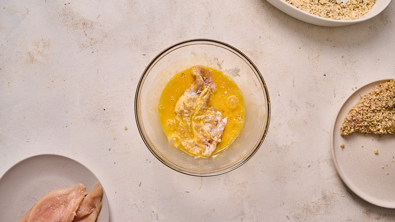 coating chicken in egg