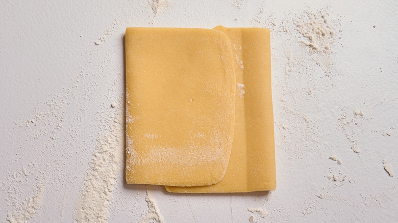 thinner dough folded in towards the center