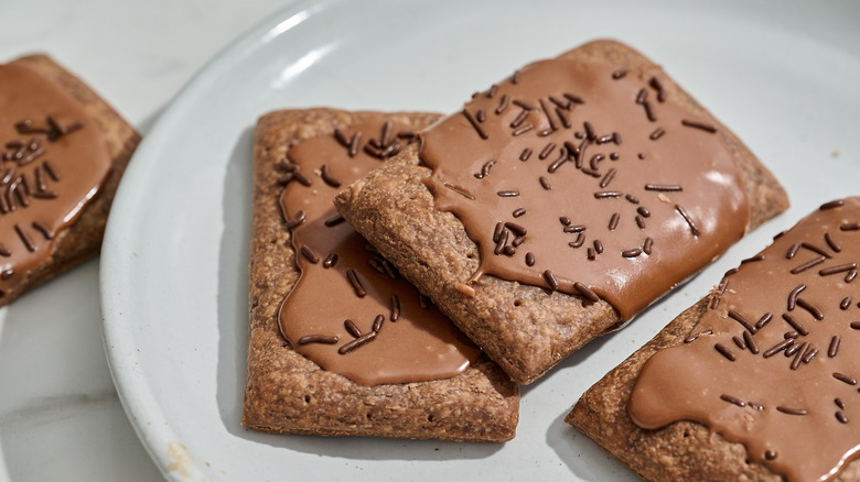chocolate pop tarts on a plate
