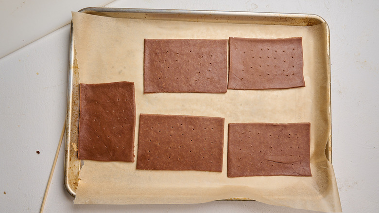 rectangles with perforation on a baking sheet