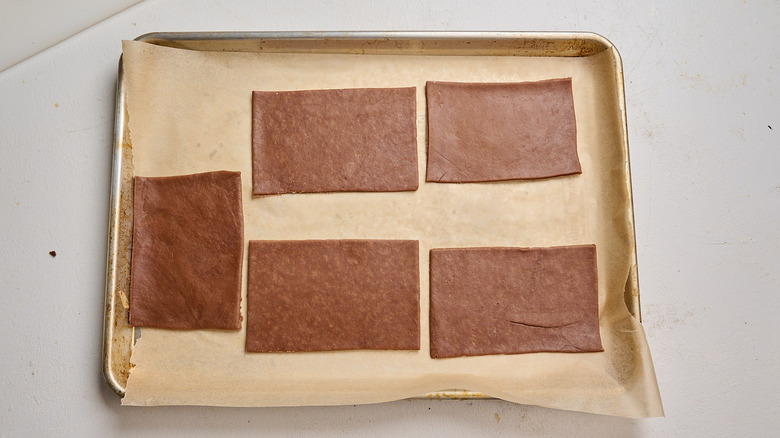 rectangles of dough on a baking sheet