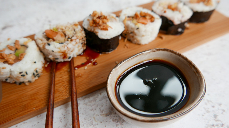 Homemade Eel Sauce with sushi 