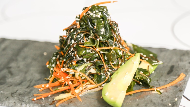 Homemade Seaweed Salad on plate 