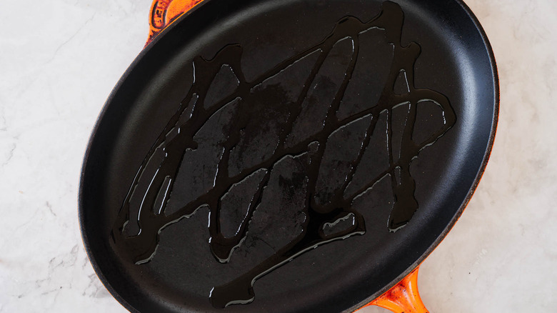 Big pan with oil