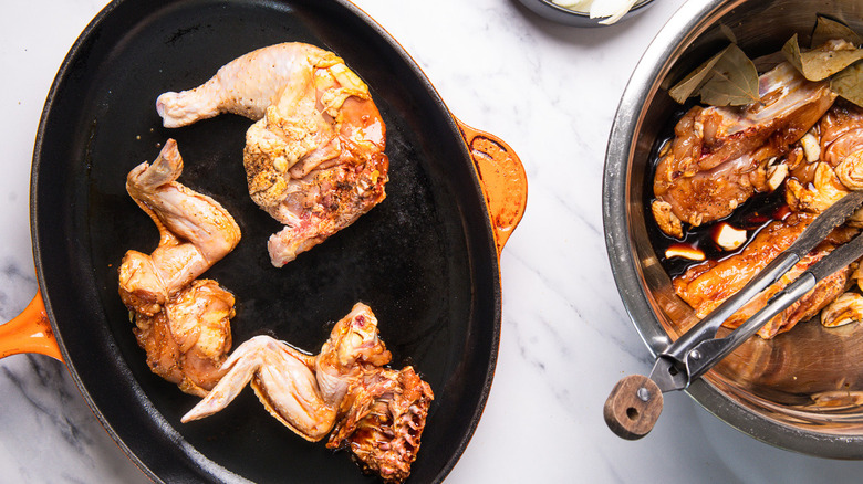 Searing chicken