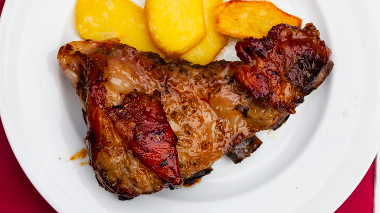 Honey Glazed ribs with potatoes