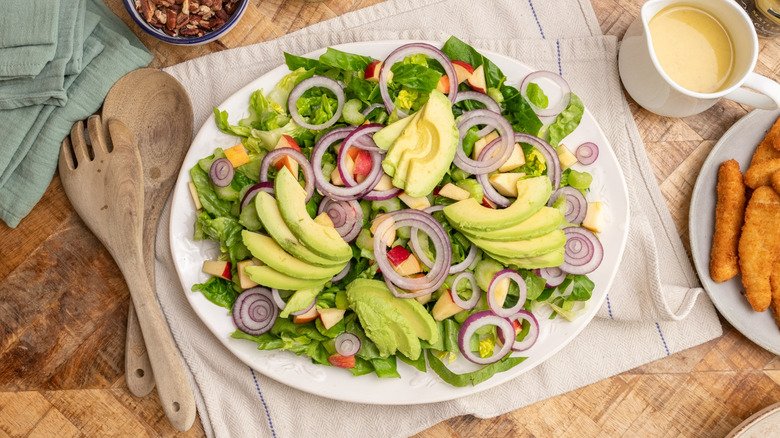 salad ingredients on a platter