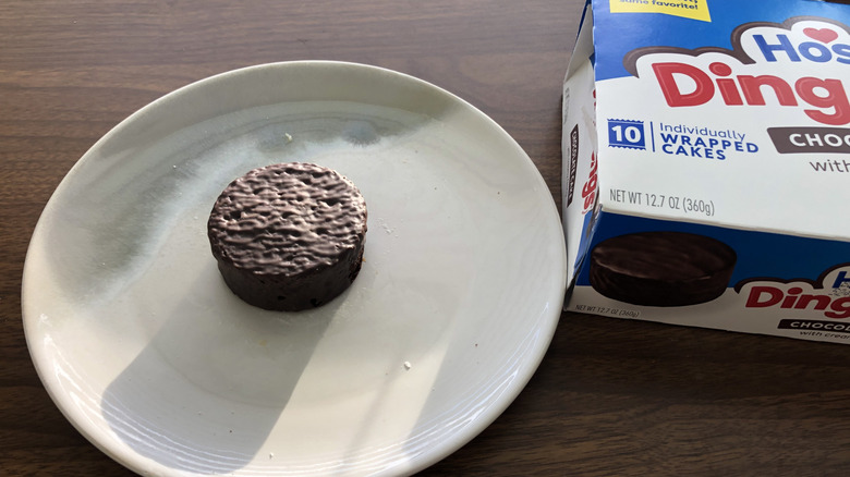 Hostess Ding Dong on a plate.