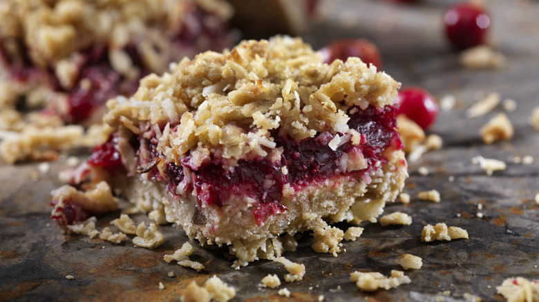 Serving of cranberry crisp