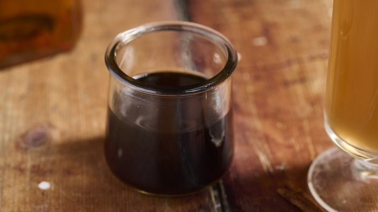 spiced brown sugar syrup in a small jar