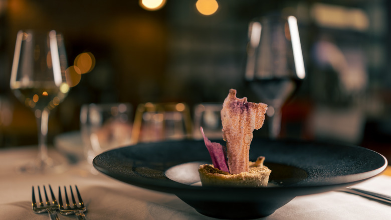 close up of food at a fine dining restaurants