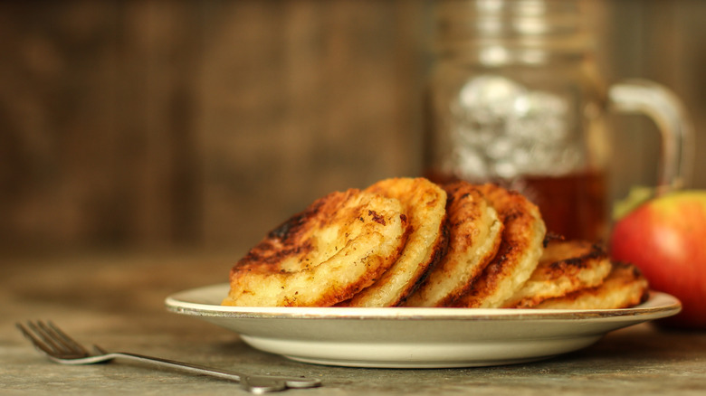 Hoecakes on plate with fork