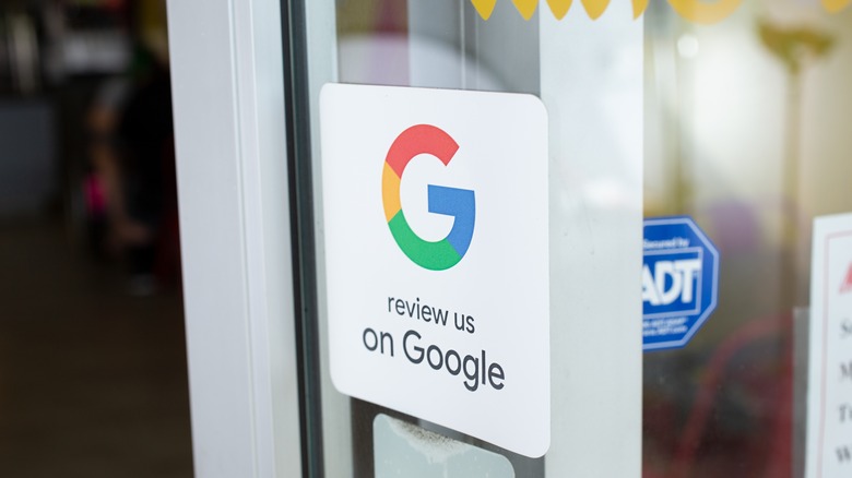 Window sign for Google review