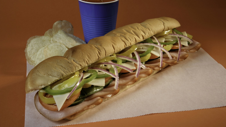 Long ham and cheese sub sandwich