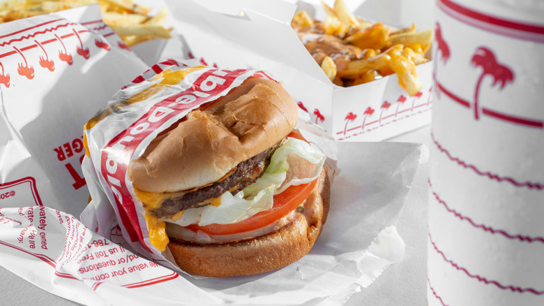 In-N-Out burger with drink