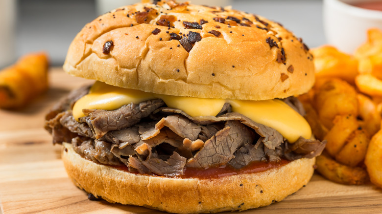Roast beef and cheddar sandwich.