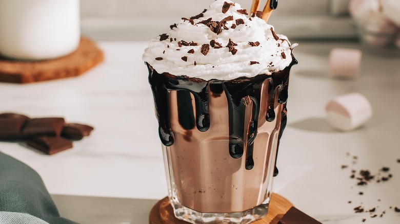 chocolate milkshake with whipped cream