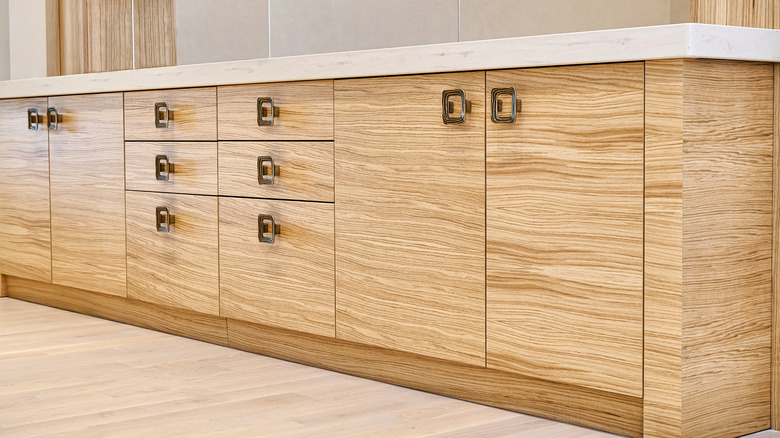 bleached wood cabinets in a kitchen