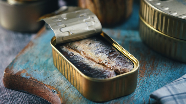 canned sardines opened