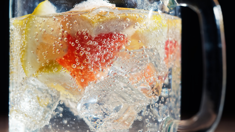 Close-up of a fizzy cocktail