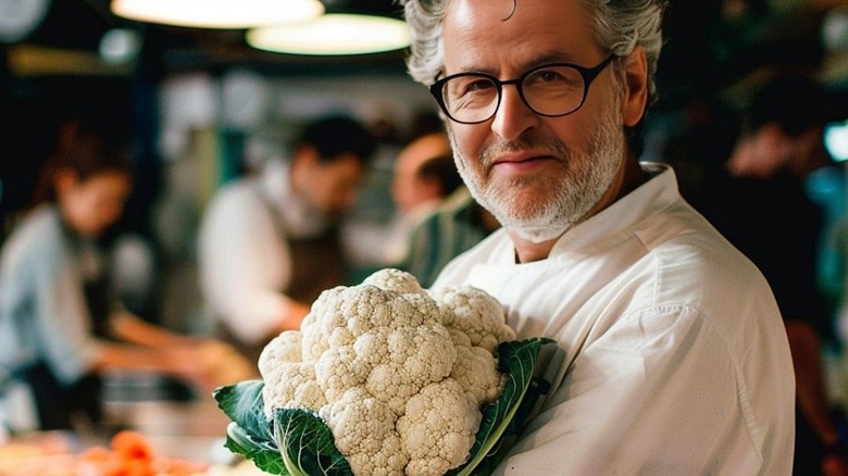 Chef Eyal Shani holding cauliflower