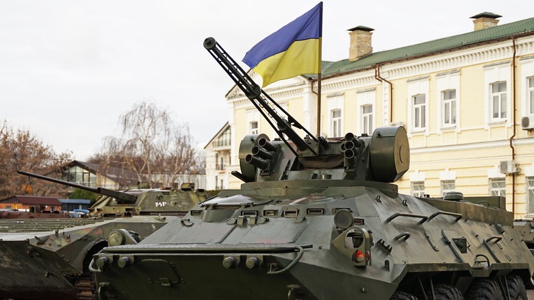 Ukrainian tank patrols Kyiv
