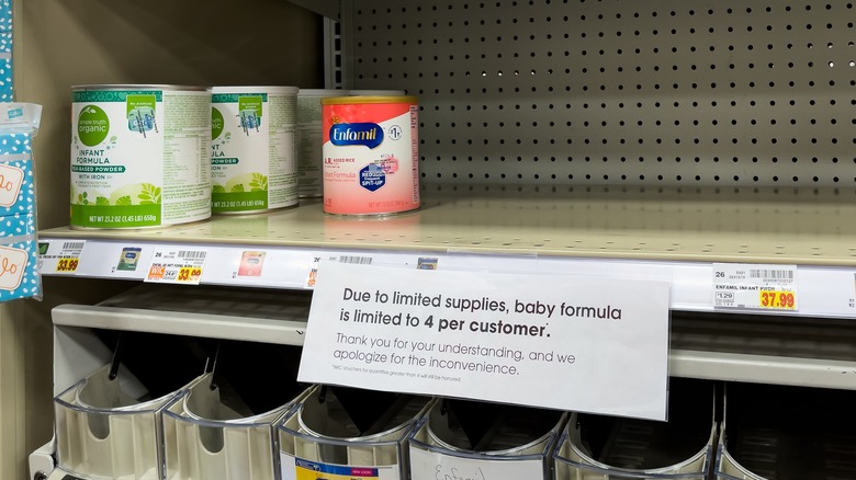 Empty shelf of baby formula