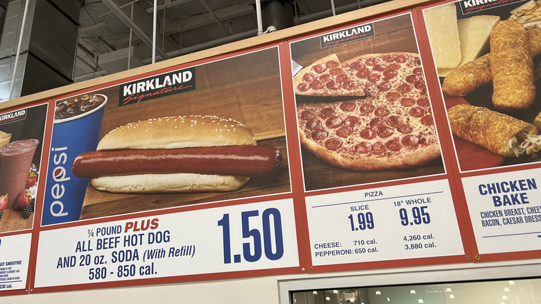 Costco's food court pepperoni pizza sign