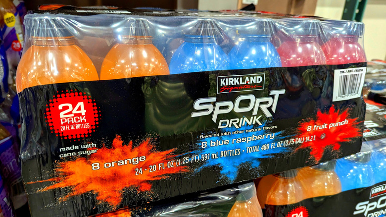 Kirkland Signature Sports Drink Bottles on Shelf at Costco