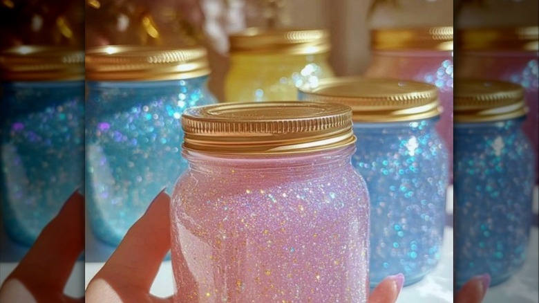 Mason jars with colored gels
